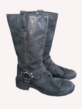 Born Black Leather Women's Pull On Motorcycle Boots - Size 8.5